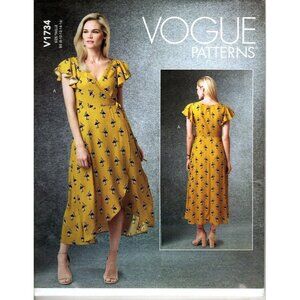 Vogue V1734 Misses 8 to 16 Fitted Side Tie Dress UNCUT Sewing Pattern 2021